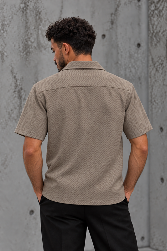CAMISA TEXTURIZADA TAUPE