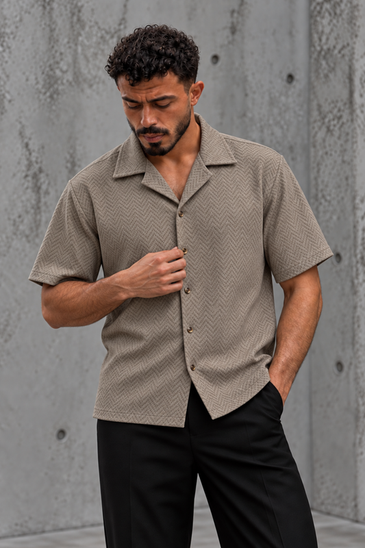 CAMISA TEXTURIZADA TAUPE