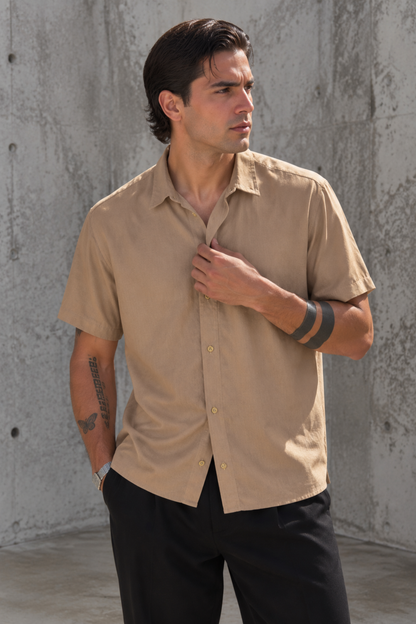 CAMISA MARRON - TELA CHALIS