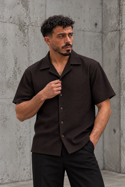 CAMISA TEXTURIZADA MARRON OSCURO