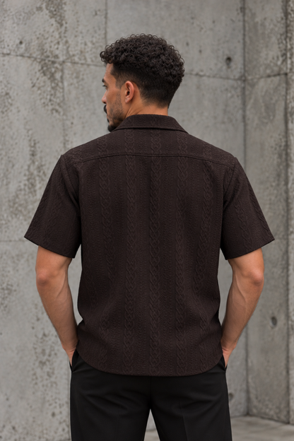 CAMISA TEXTURIZADA MARRON OSCURO