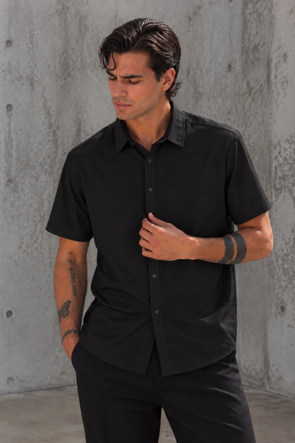 CAMISA NEGRA - TELA SEDA FRIA