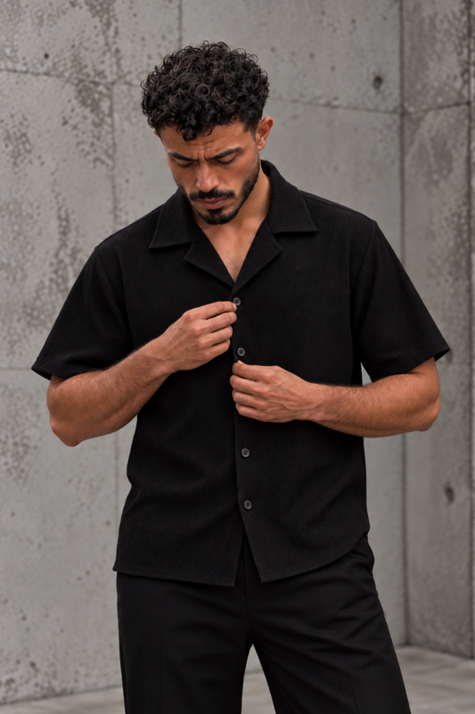 CAMISA TEXTURIZADA NEGRA