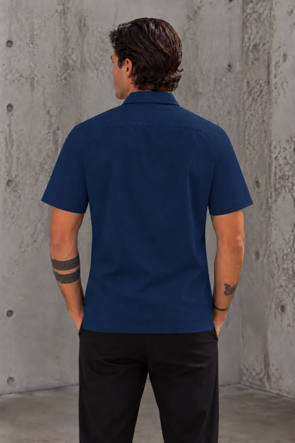 CAMISA AZUL TURQUI - TELA SEDA FRIA