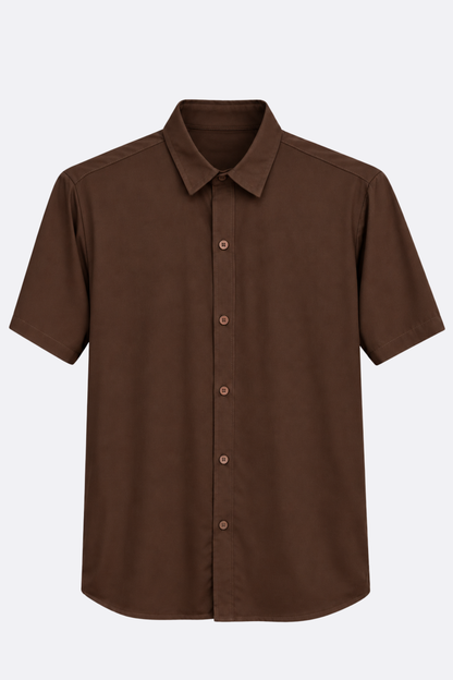 CAMISA MARRON OSCURO - TELA SEDA FRIA