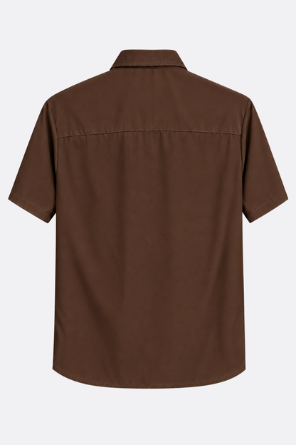 CAMISA MARRON OSCURO - TELA SEDA FRIA